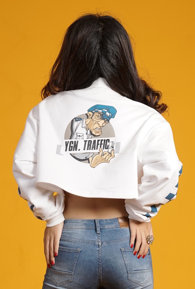 YGN TRAFFIC POLICE  ZIP HOODIE GIRL (White )